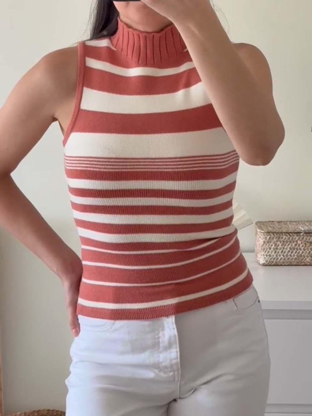 Lulus Striped Mock Neck Sleeveless Knit